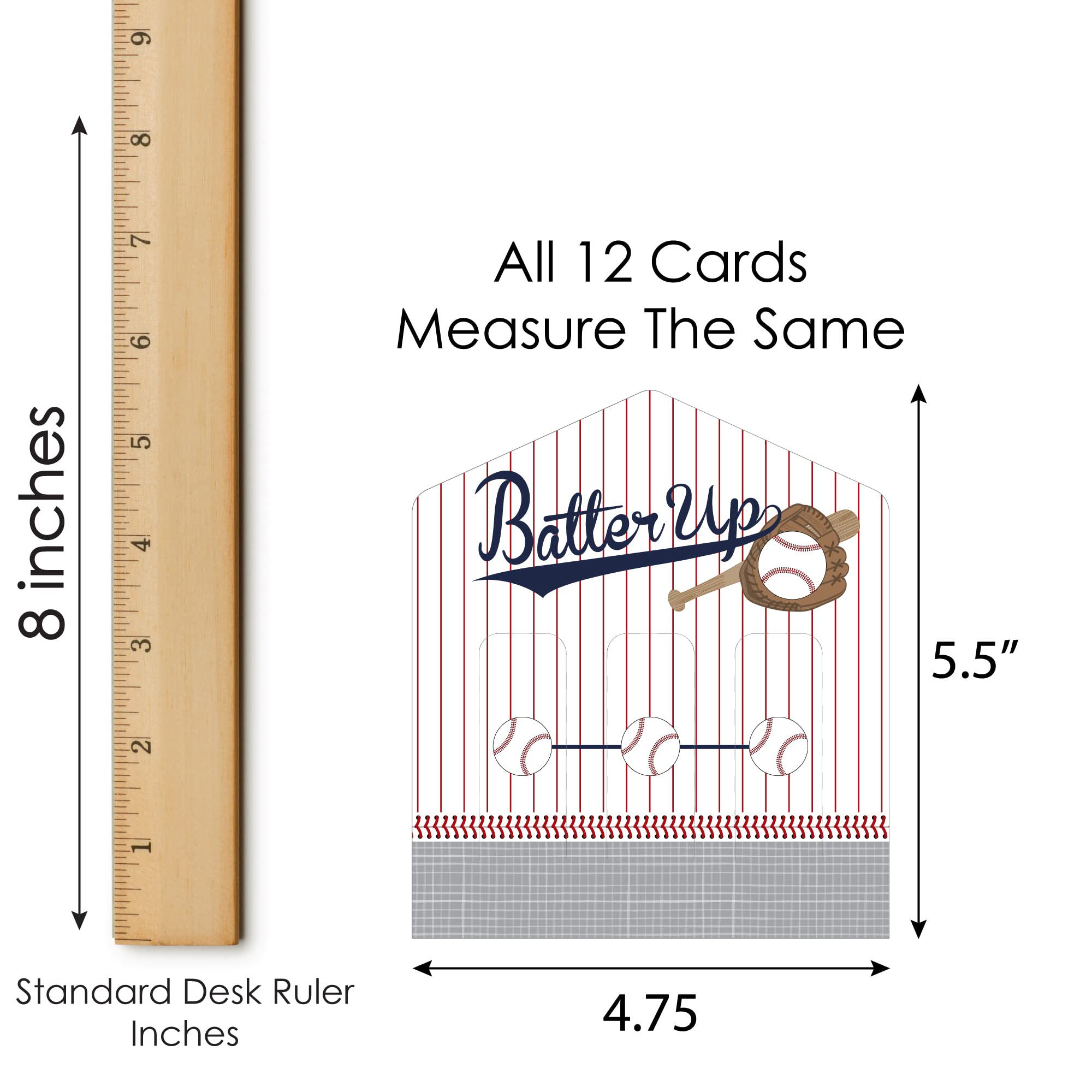 Big Dot Of Happiness Batter Up - Baseball - Baby Shower Or Birthday Party Game Pickle Cards - Pull Tabs 3-In-A-Row - Set Of 12